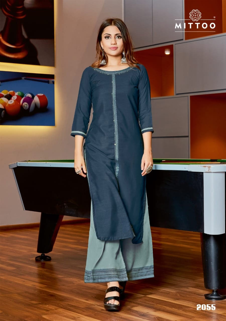 Mittoo Panghat Vol-9 Rayon Printed Palazzo Kurti Mittoo Panghat Vol-9 Rayon Printed Palazzo Kurti
